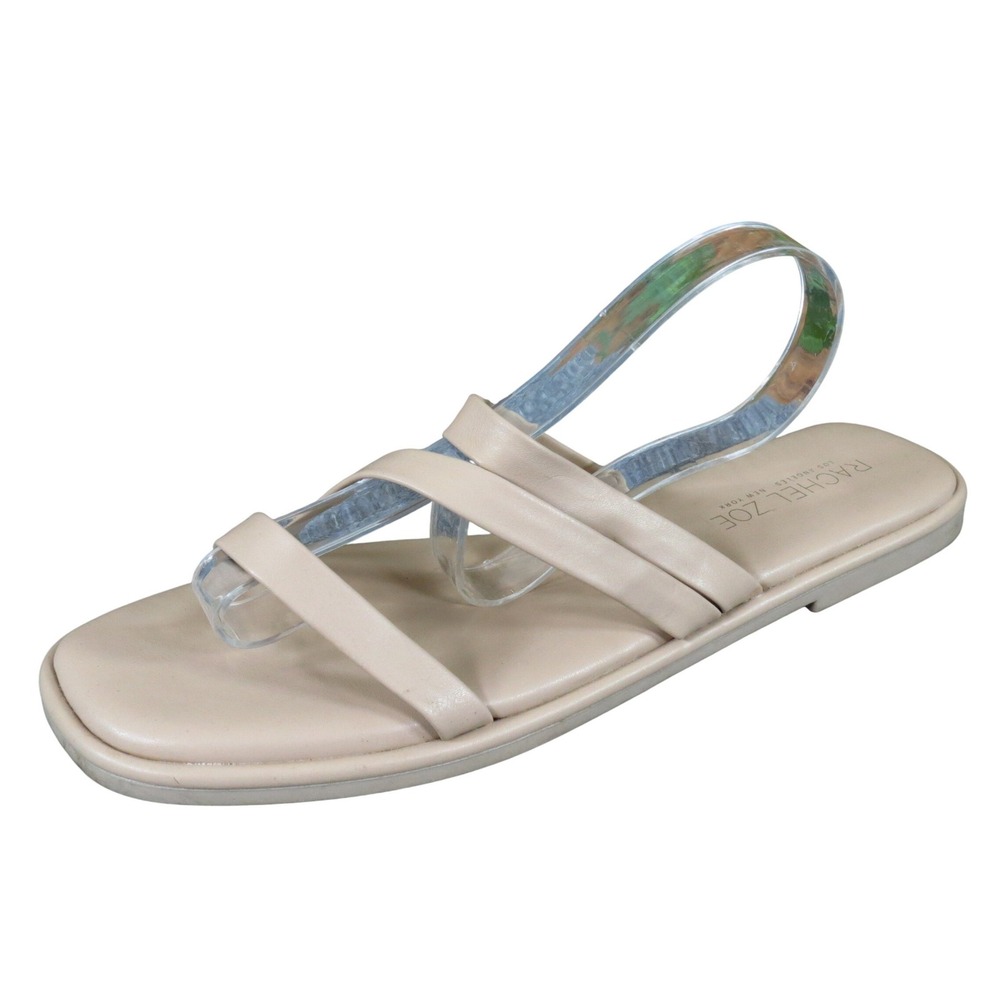 Rachel Zoe Treat‎ Women 10 Beige Flat Slide Sandals Minimalist Strappy Synthetic